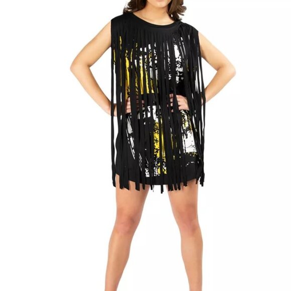 Women's Unity Fringe Lux Black T-Shirt Dress - Picture 2 of 6